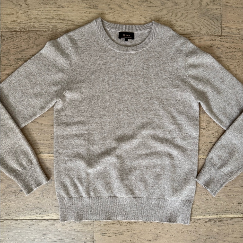 Quince Mongolian Cashmere Crewneck Sweater in Oatmeal